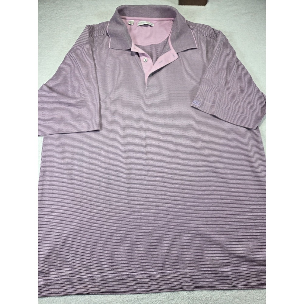 Cutter & Buck Men's XL Pink Blue Stripe Pima Cotton Polo Shirt Short Sleeve